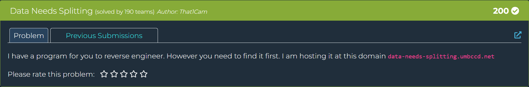 Data Needs Splitting Problem Screenshot